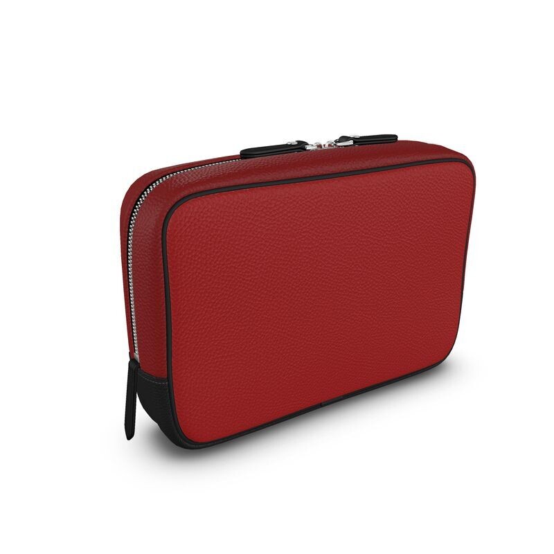 Verve for men handmade red luxury leather large wash bag