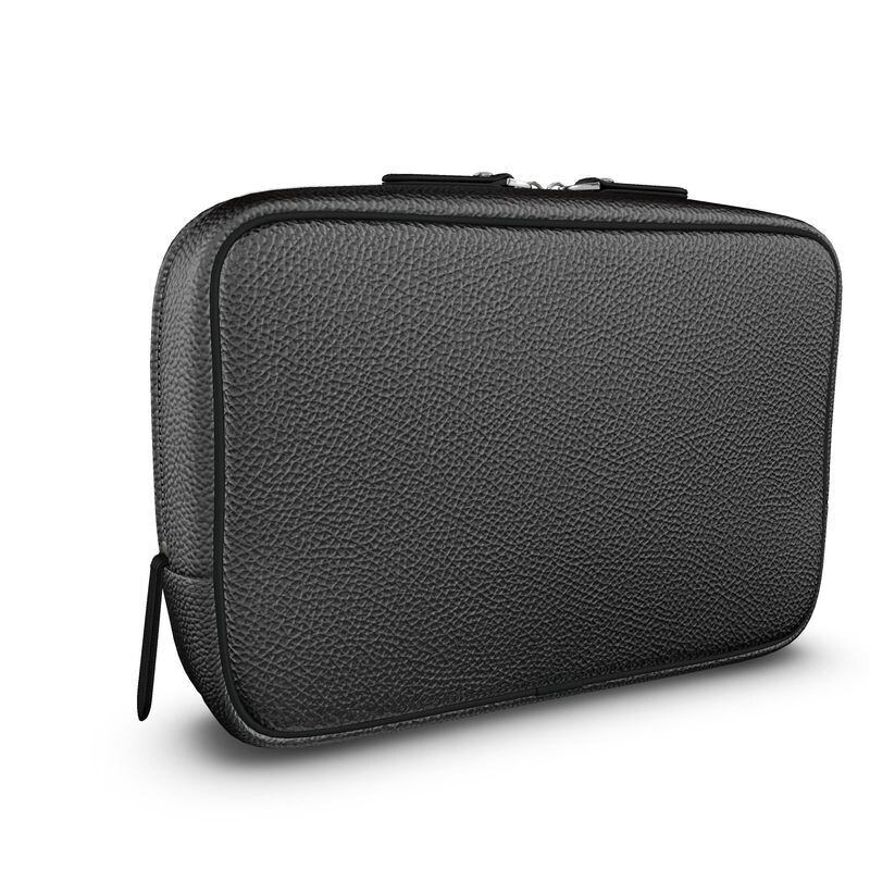 Verve for men handmade black luxury leather large wash bag