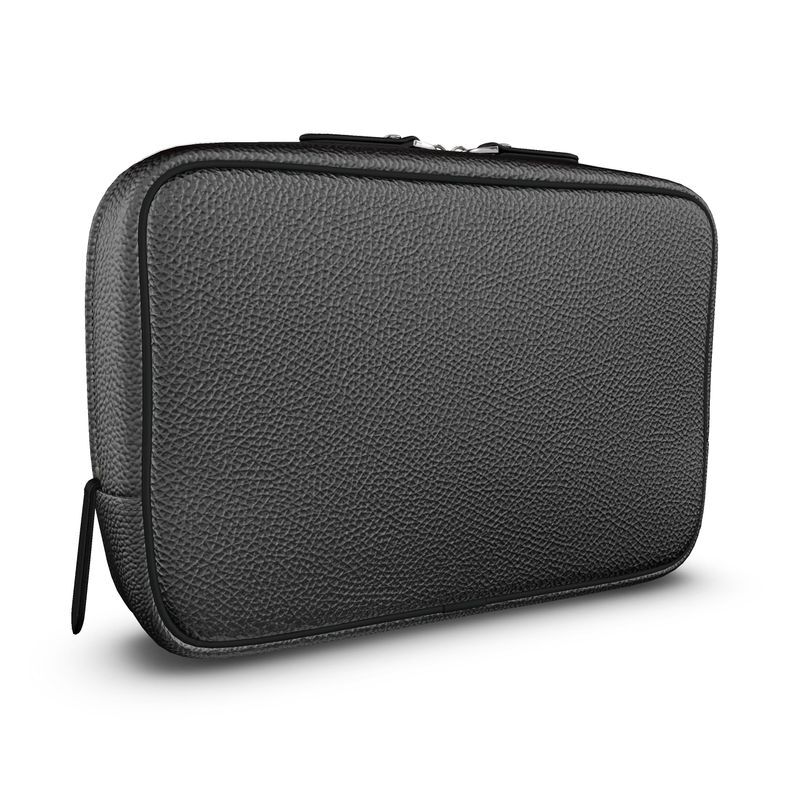 Verve for men handmade black luxury leather large wash bag