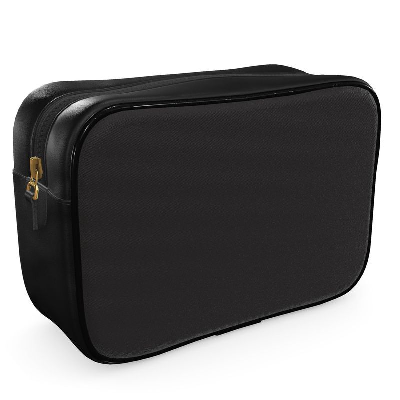 Men's handmade luxury black leather wash bag