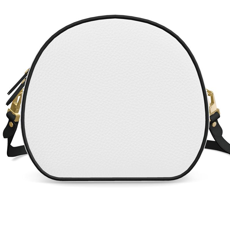 Ladies handmade white luxury leather round box bag