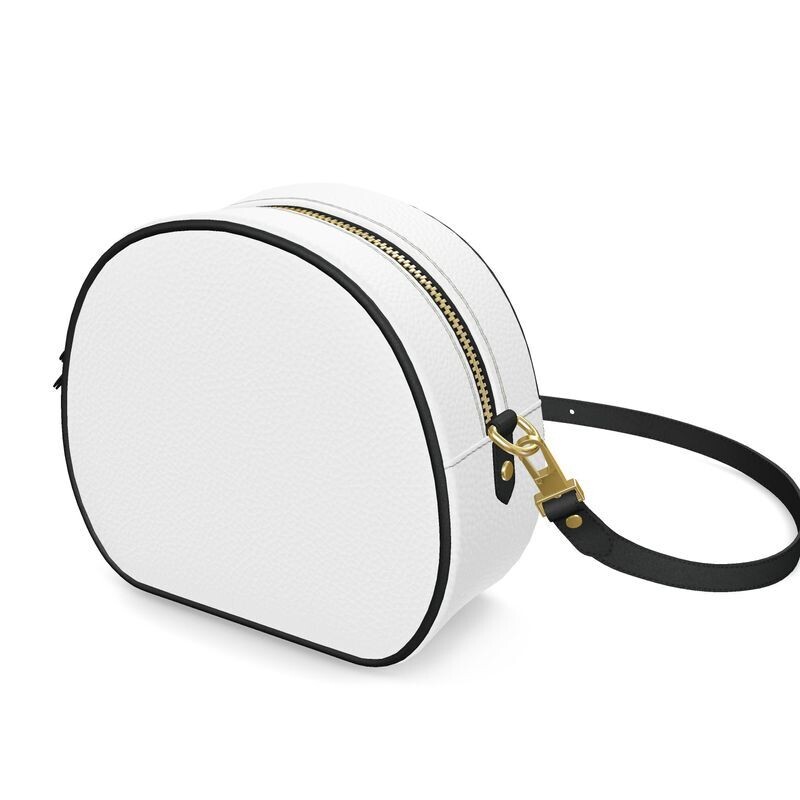 Ladies handmade white luxury leather round box bag