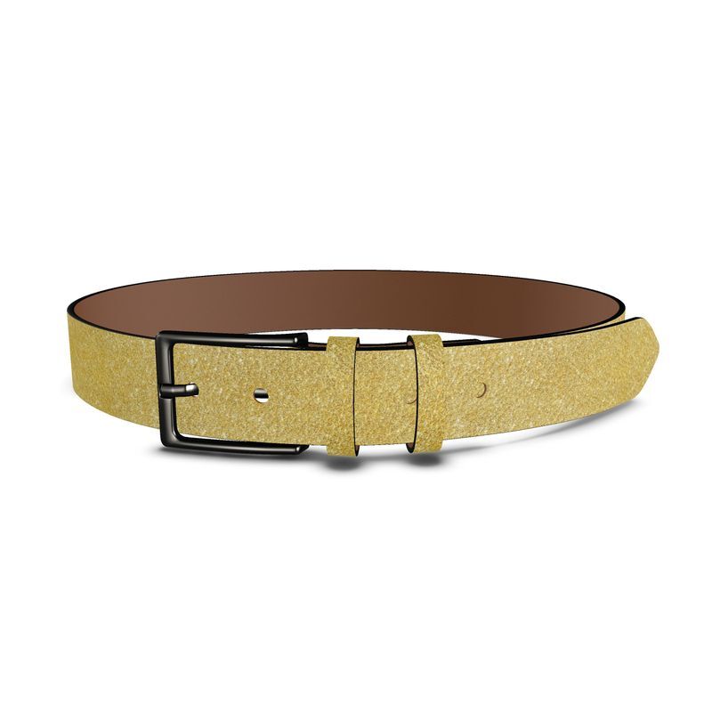 Glitterati handmade ladies luxury leather belt in gold glitter print Poa