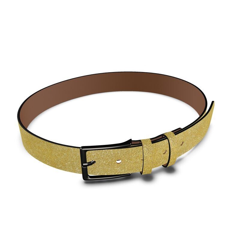 Glitterati handmade ladies luxury leather belt in gold glitter print Poa