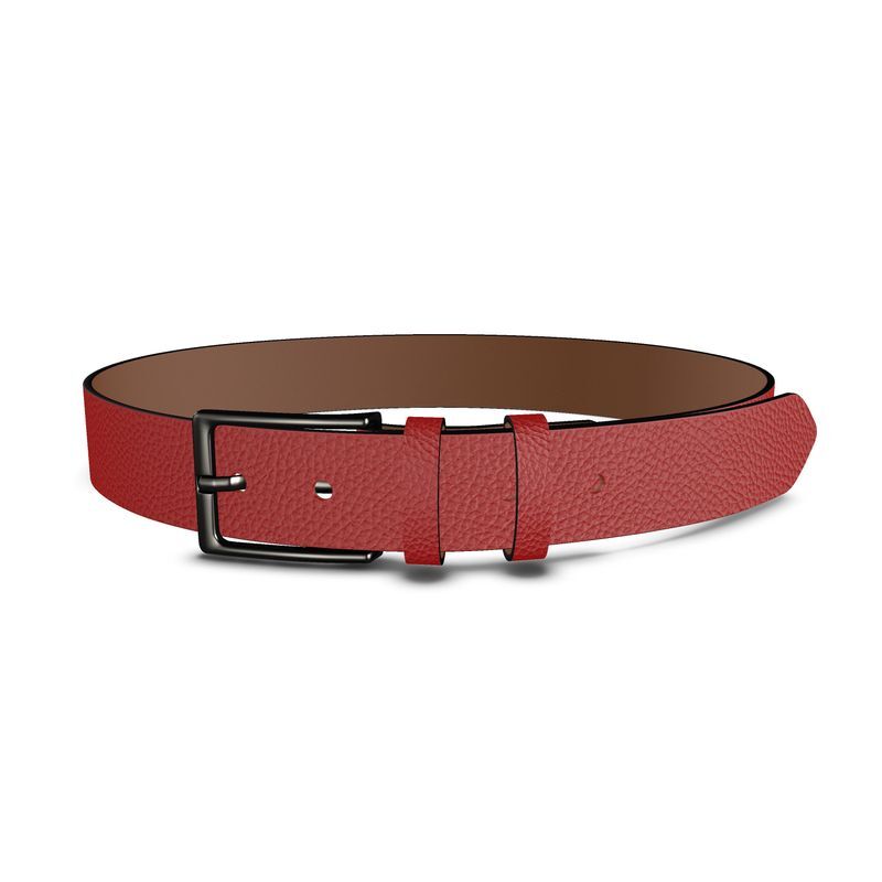 Handmade luxury red leather ladies belt