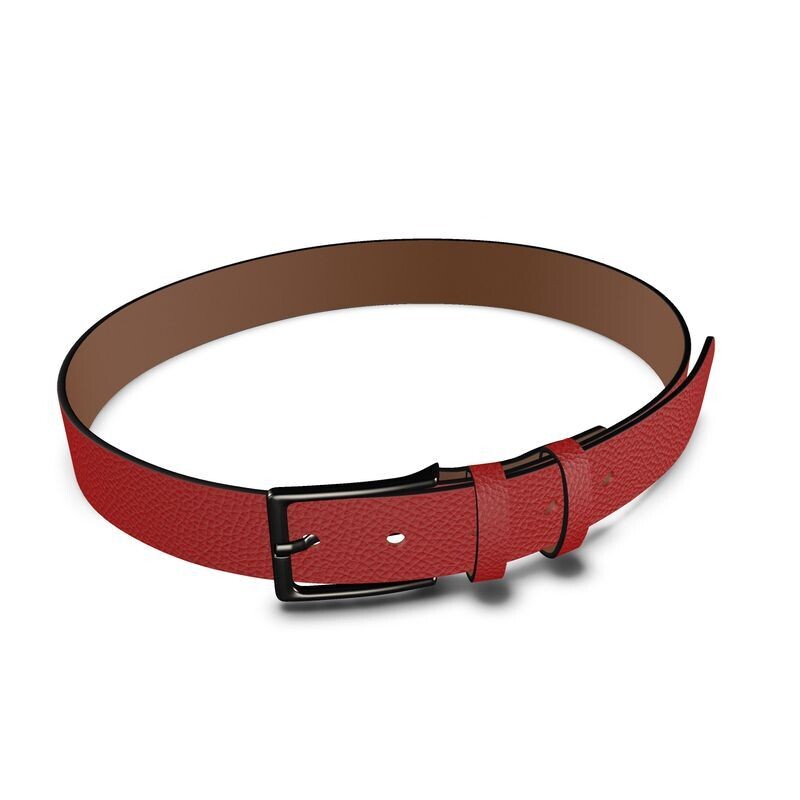 Handmade luxury red leather ladies belt