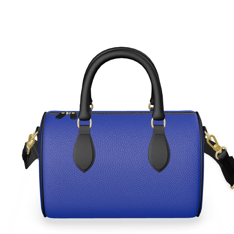Handmade luxury ladies leather royal blue mini barrel bag