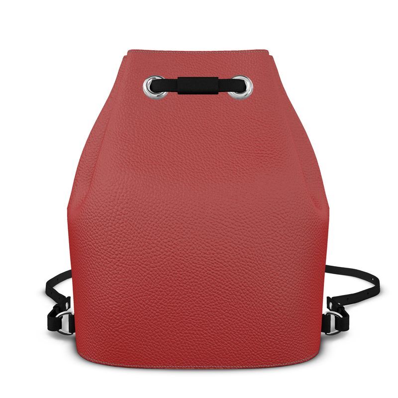 Luxury red leather bucket backpack
