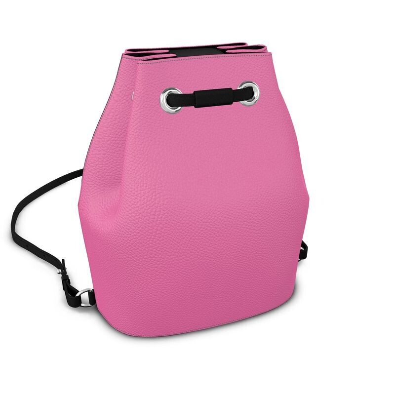 Ladies luxury leather hot pink bucket backpack Ladies luxury leather hot pink bucket backpack