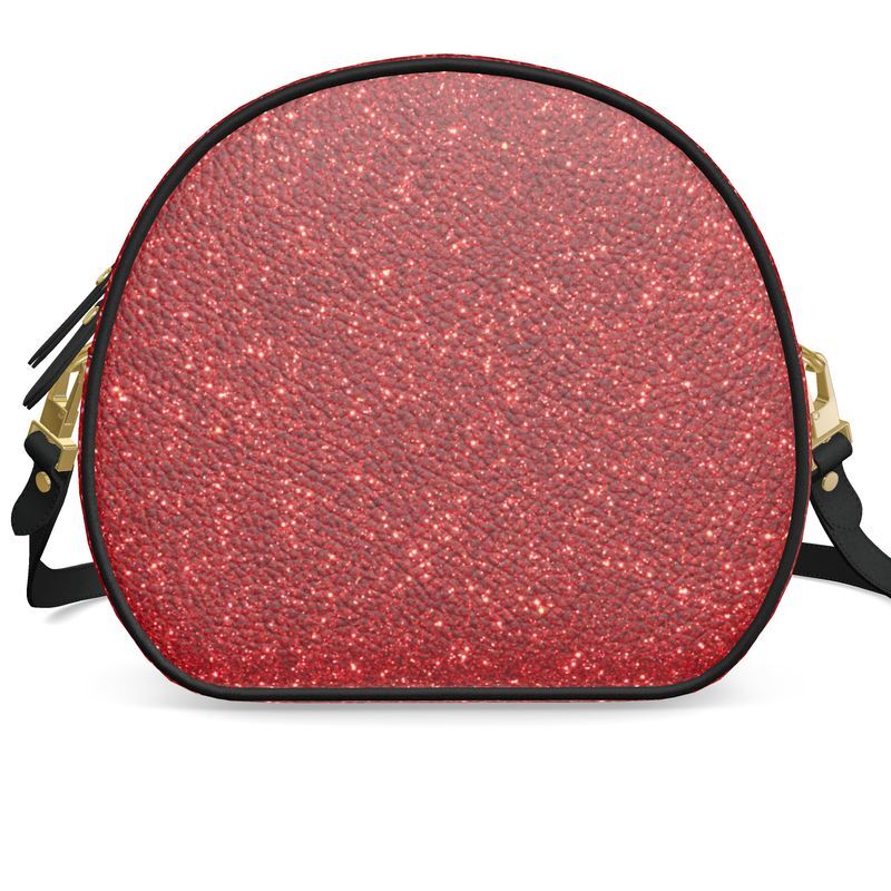 Glitterati red luxury leather round box bag