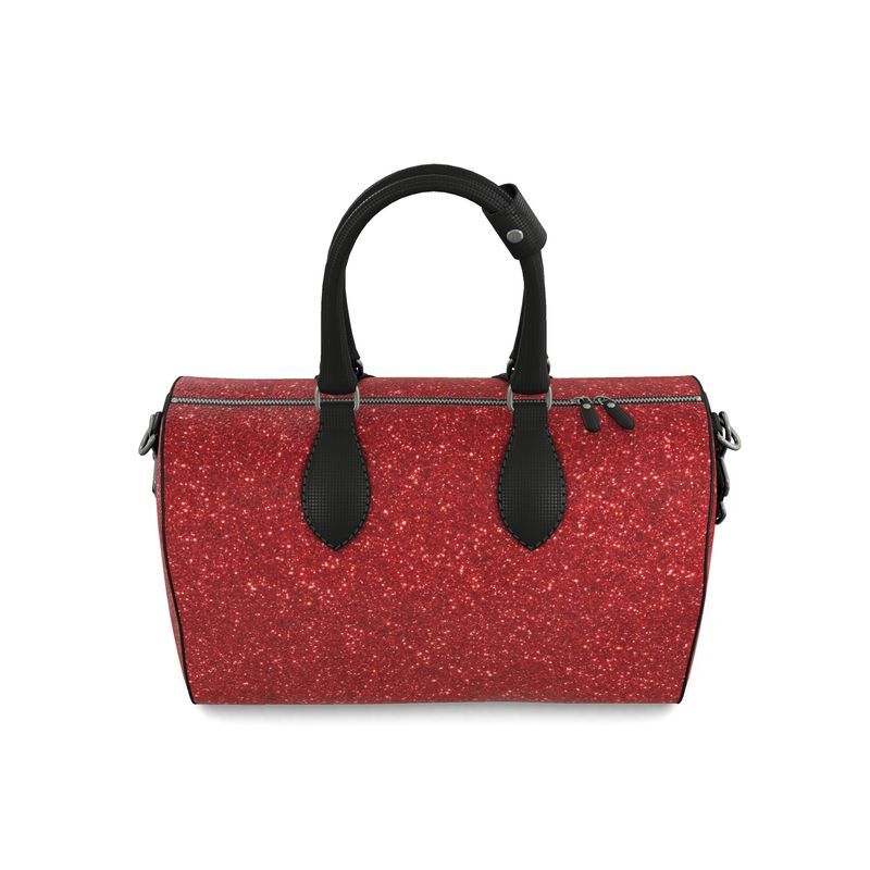 Glitterati ladies luxury red leather mini barrel bag