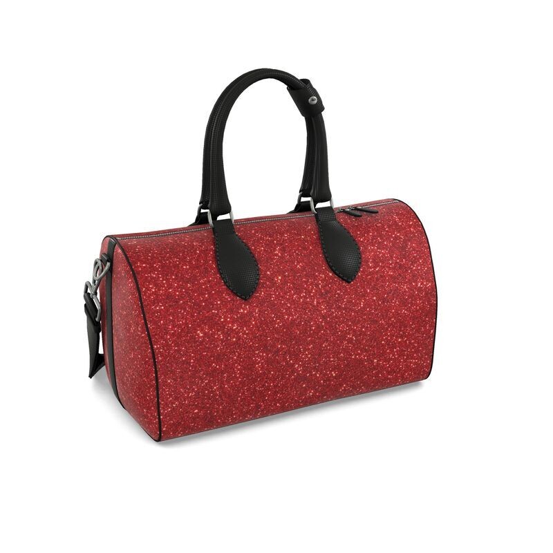 Glitterati ladies luxury red leather mini barrel bag
