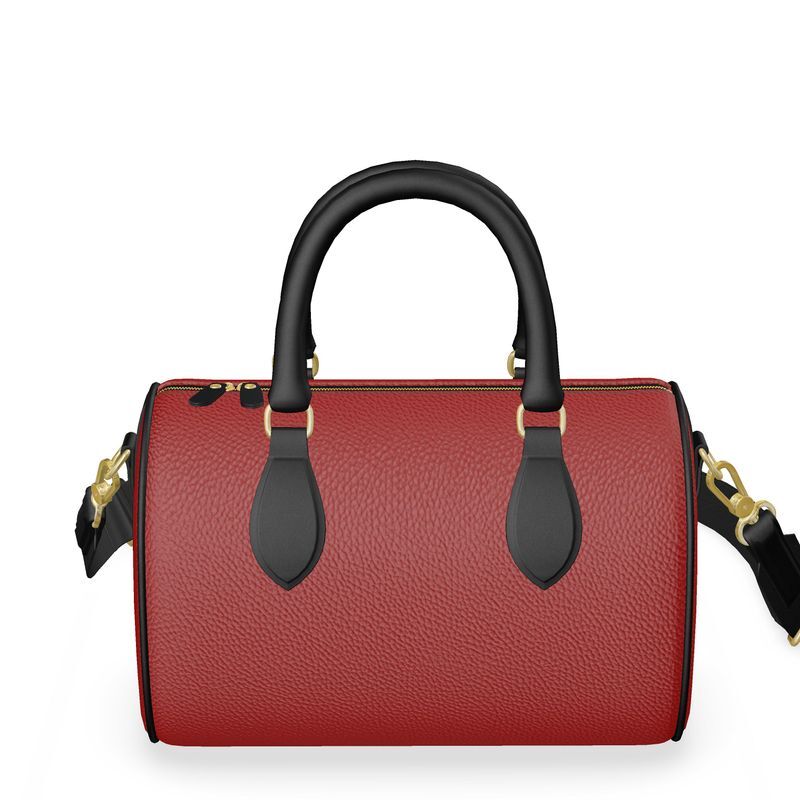 Handmade luxury red leather mini barrel bag
