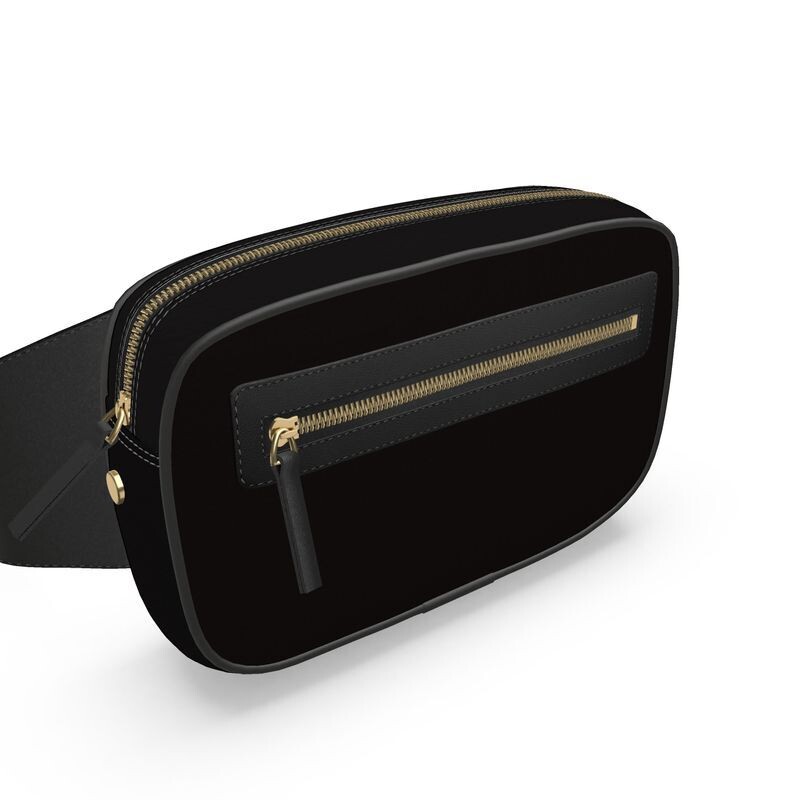 Black luxury leather belt bag