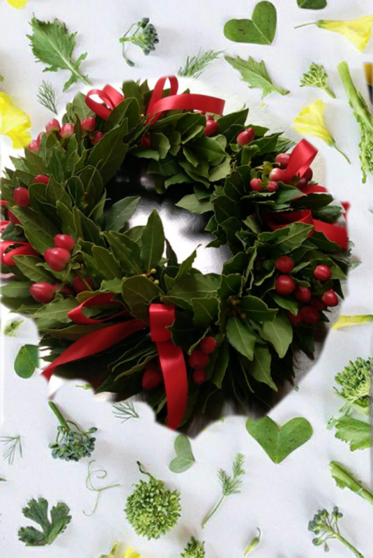 Coroncina con Bacche Rosse e Nastro