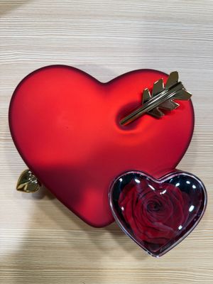 Cuore con Rosa Rossa Stabilizzata