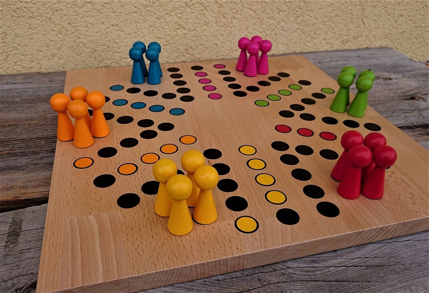 Brettspiel * 6 auf einen Streich * Buche eckig * Kegel