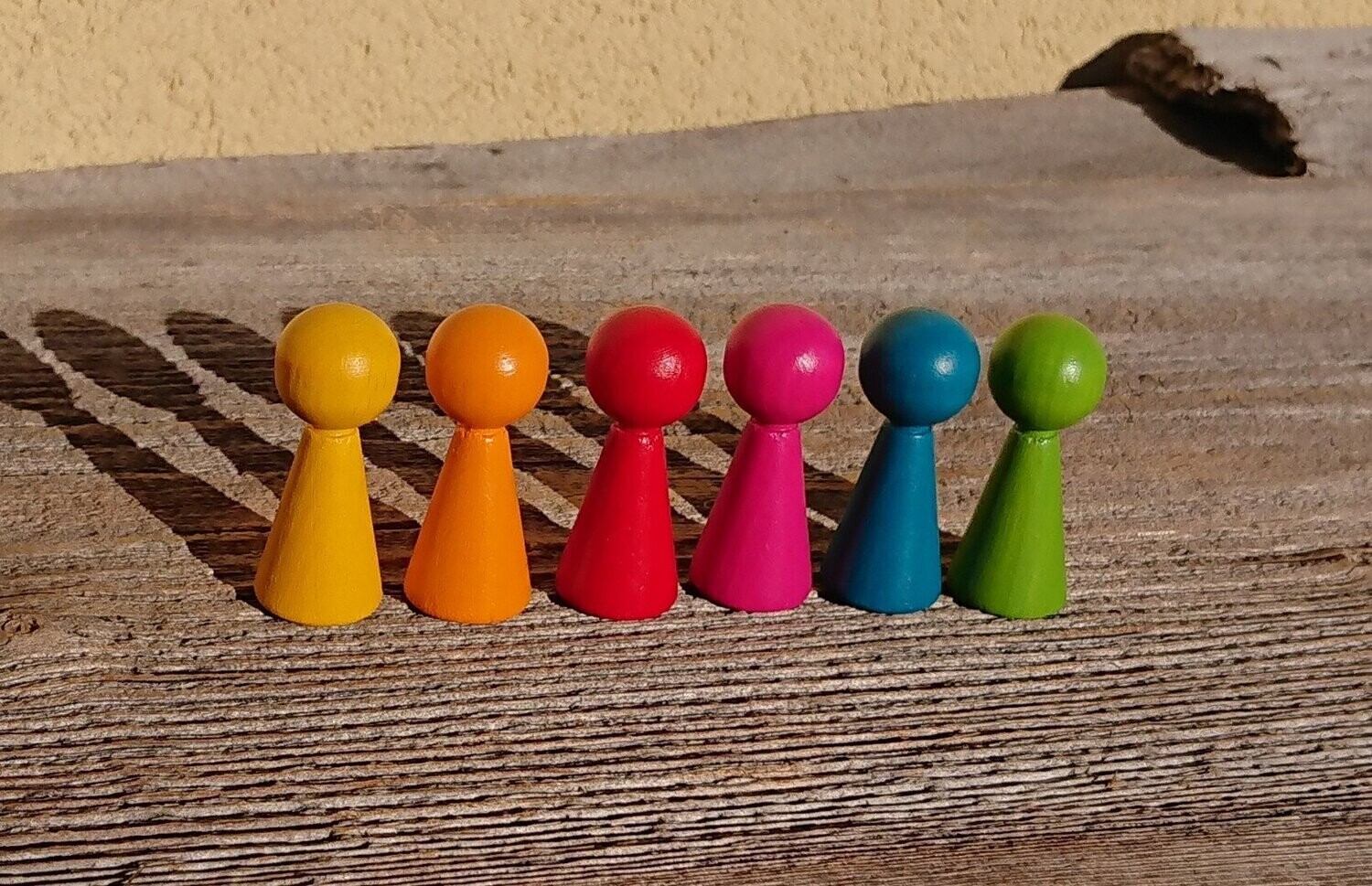 Brettspiel * 6 auf einen Streich * Ahorn rund* Kegel * bemalt