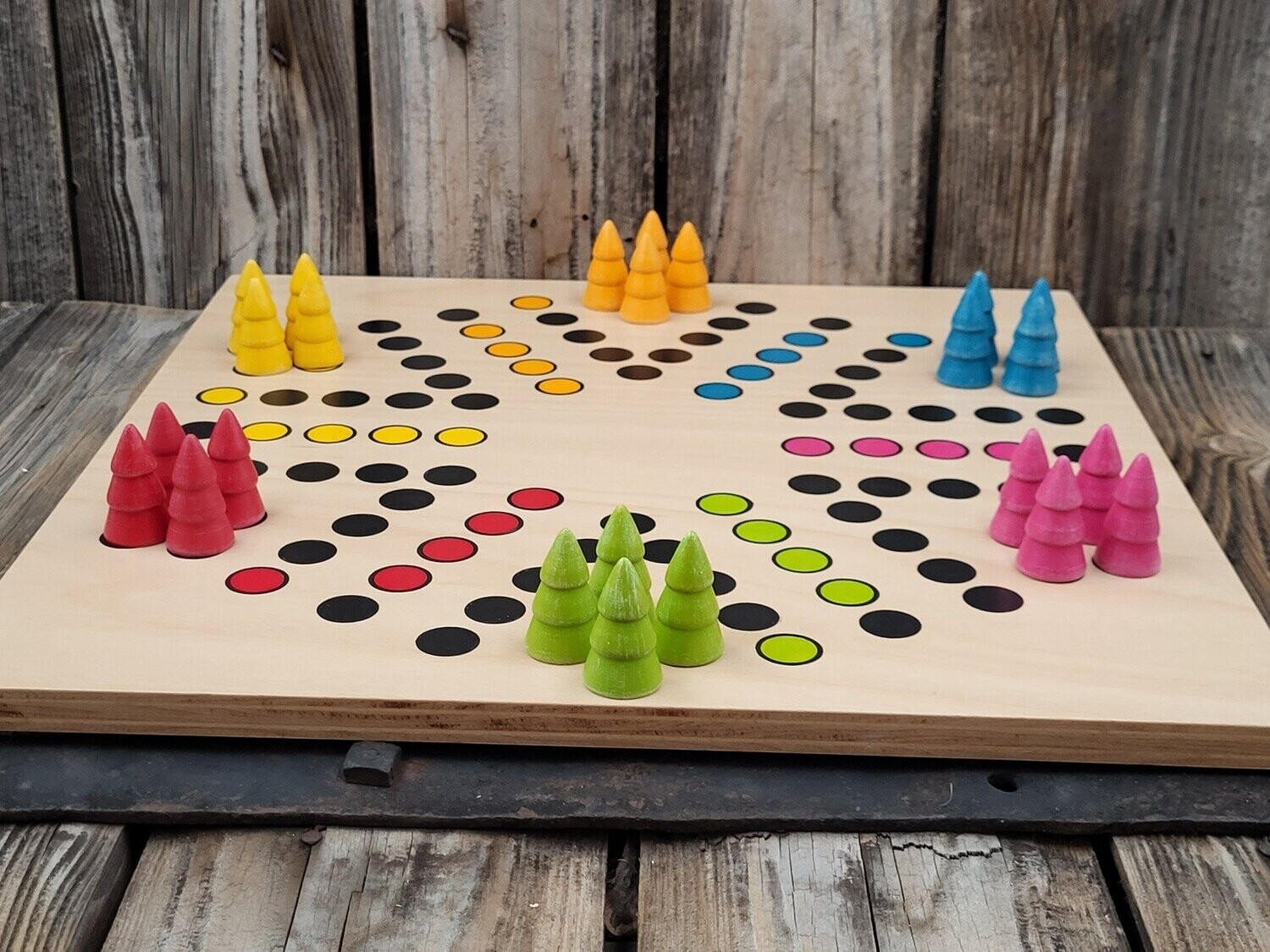 Brettspiel * 6 auf einen Streich * Buche eckig * Bäumchen