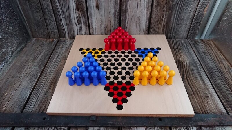Maxi*Brettspiel * Halma * 15er * Kegel * Winter * bemalt