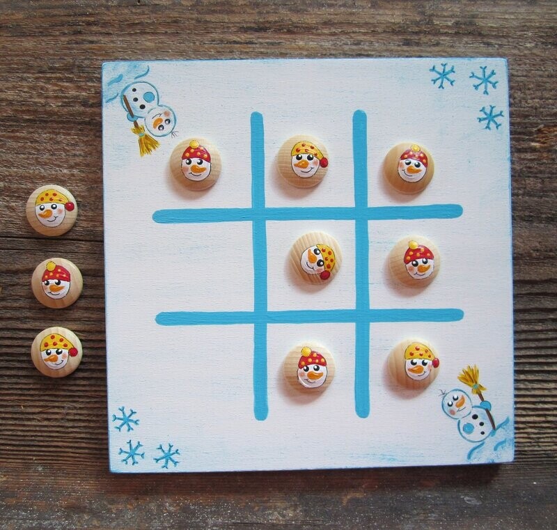 Brettspiel * TicTacToe * Schneemann * gelb/rot