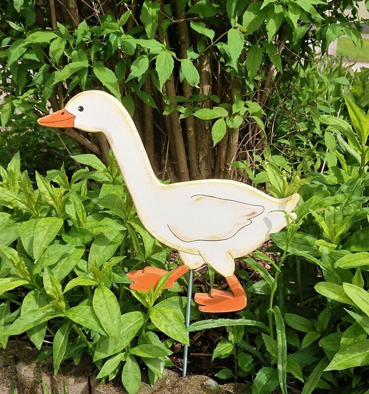 GartenStecker * Ente geduckt weiß