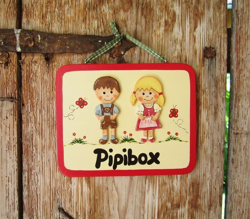 TürSchild * eckig * PipiBox * rot