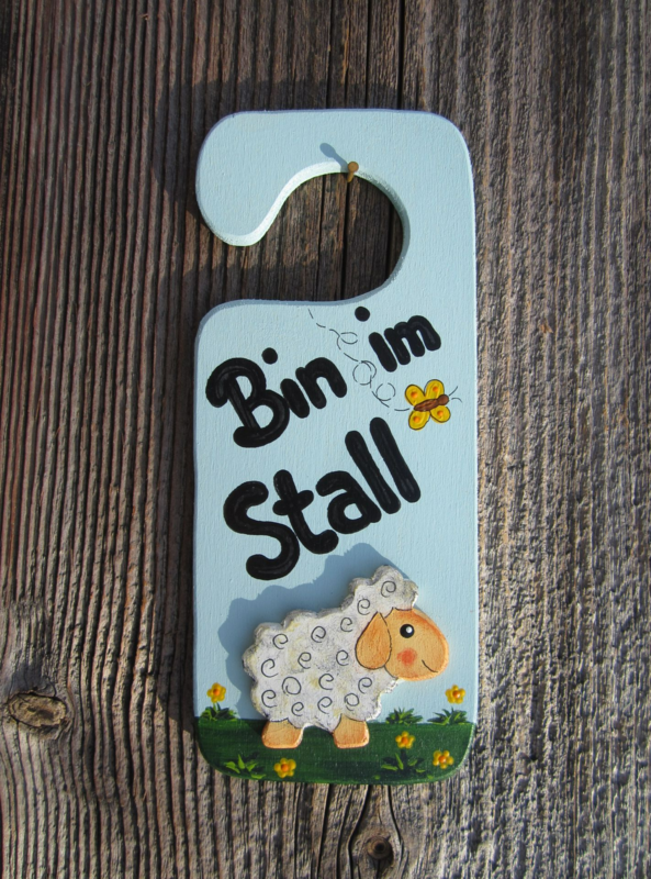 HängeTürSchild * Bin im Stall * Schaferl Sunny