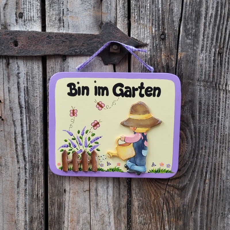 TürSchild * eckig * Bin im Garten * Gärtnerin Sarah
