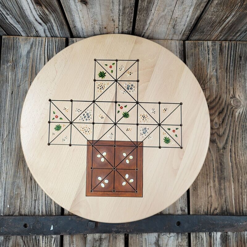 SpielBrett * Fuchs & Henne * Buche rund * Nest braun