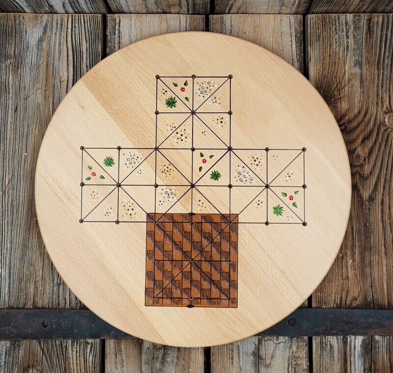SpielBrett * Fuchs & Henne * Buche rund * Dach braun