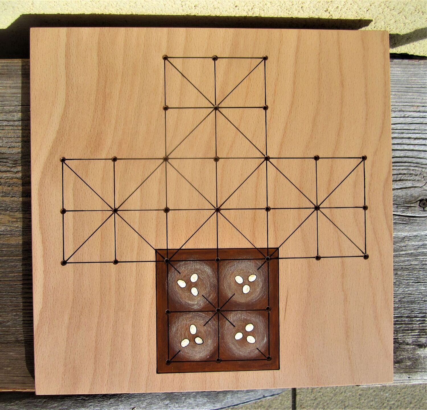 SpielBrett * Fuchs & Henne * Buche * Nest braun * einfach
