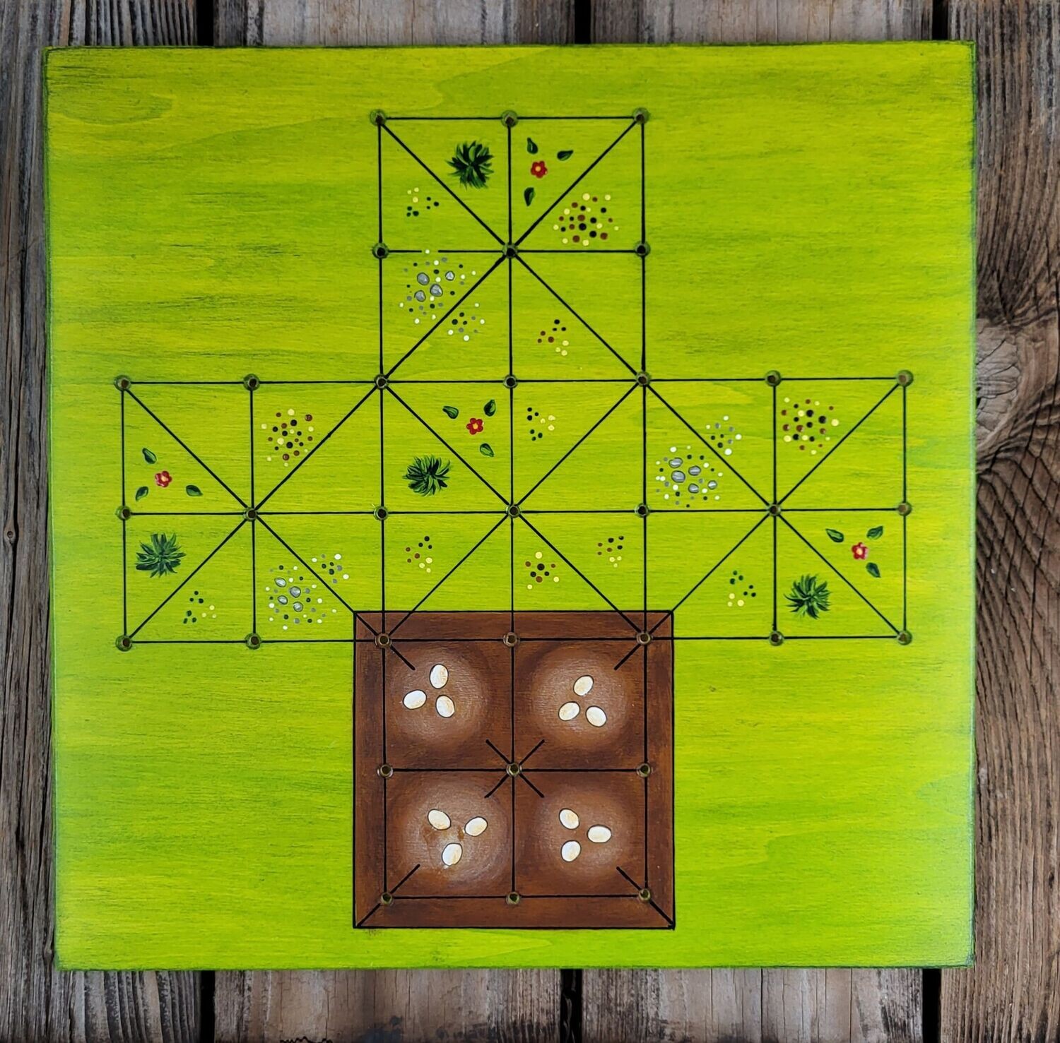 SpielBrett * Fuchs & Henne * apfelgrün * Nest braun