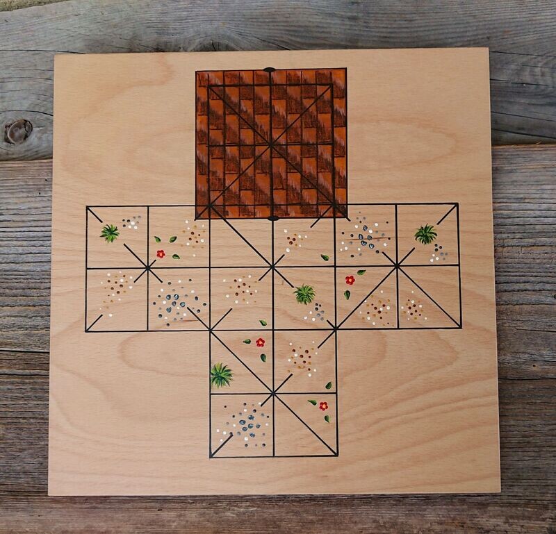 Brettspiel * Fuchs & Henne * Buche * Dach braun * Hühner Buche natur