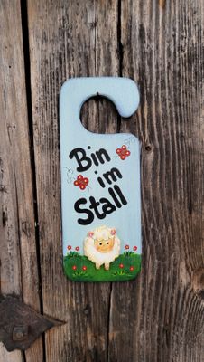 HängeTürSchild * Bin im Stall * Schaferl Smily