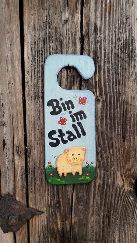 HängeTürSchild * Bin im Stall * Schweinderl Wuzi
