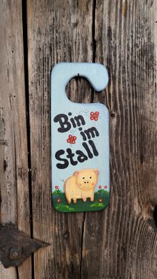 HängeTürSchild * Bin im Stall * Schweinderl Wuzi