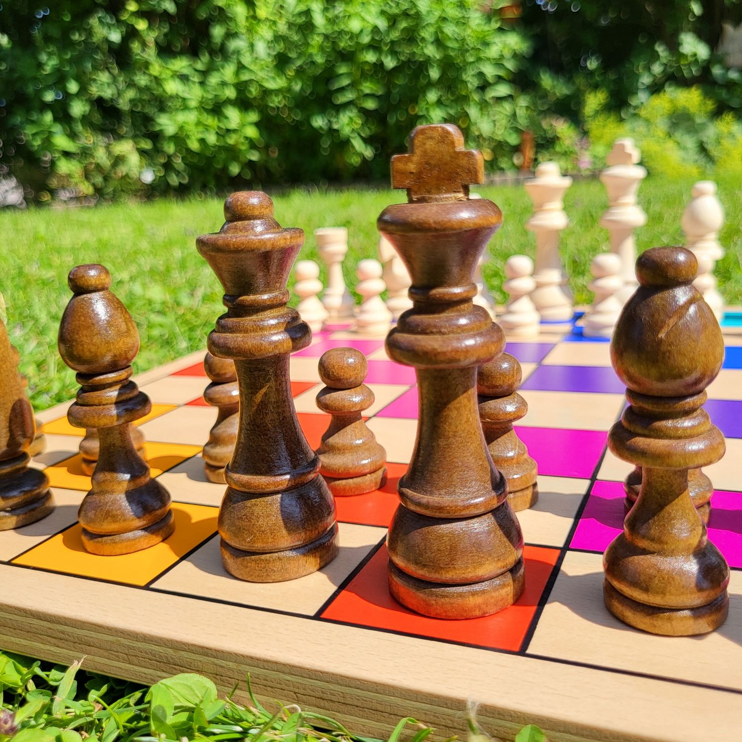 Maxi*Brettspiel * RegenbogenSchach * Buche * 40x40cm