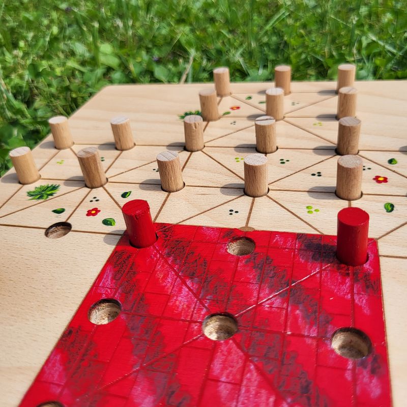 Mini*Brettspiel * Fuchs & Henne * Dach rot