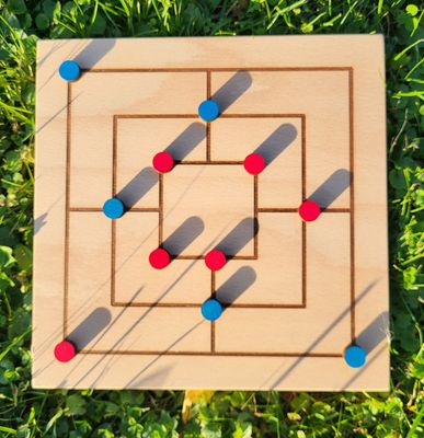 Brettspiel * Mühle * BuchenBrett einfach * Spielsteine modern