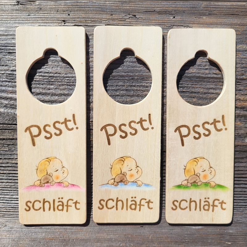 HängeTürSchild * Psst! schäft * Baby mit Teddy