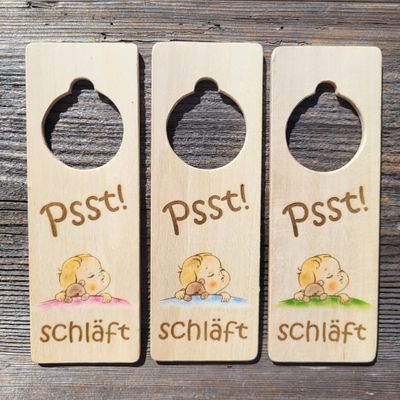 HängeTürSchild * Psst! schäft * Baby mit Teddy