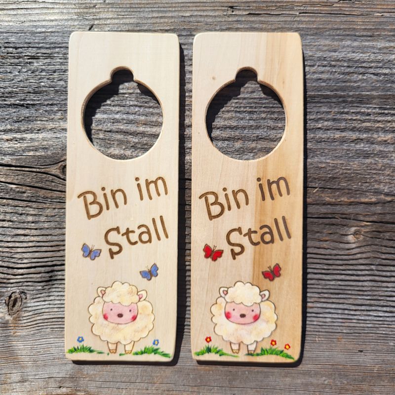 HängeTürSchild * Bin im Stall * Schaferl Smily