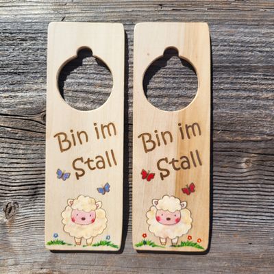HängeTürSchild * Bin im Stall * Schaferl Smily