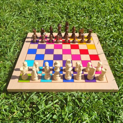 Brettspiel * RegenbogenSchach * Buche * 33x33cm