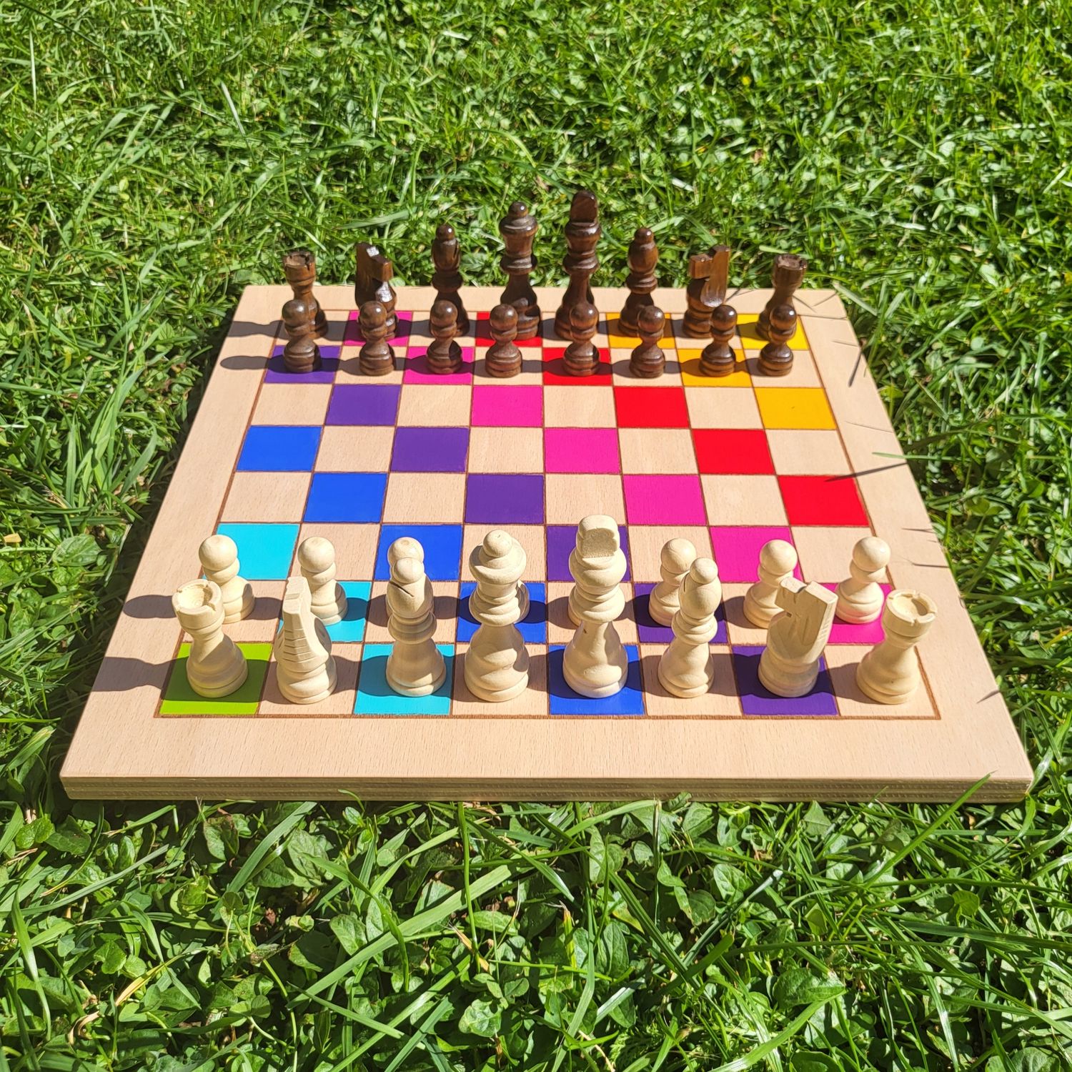 Brettspiel * RegenbogenSchach * Buche * 33x33cm