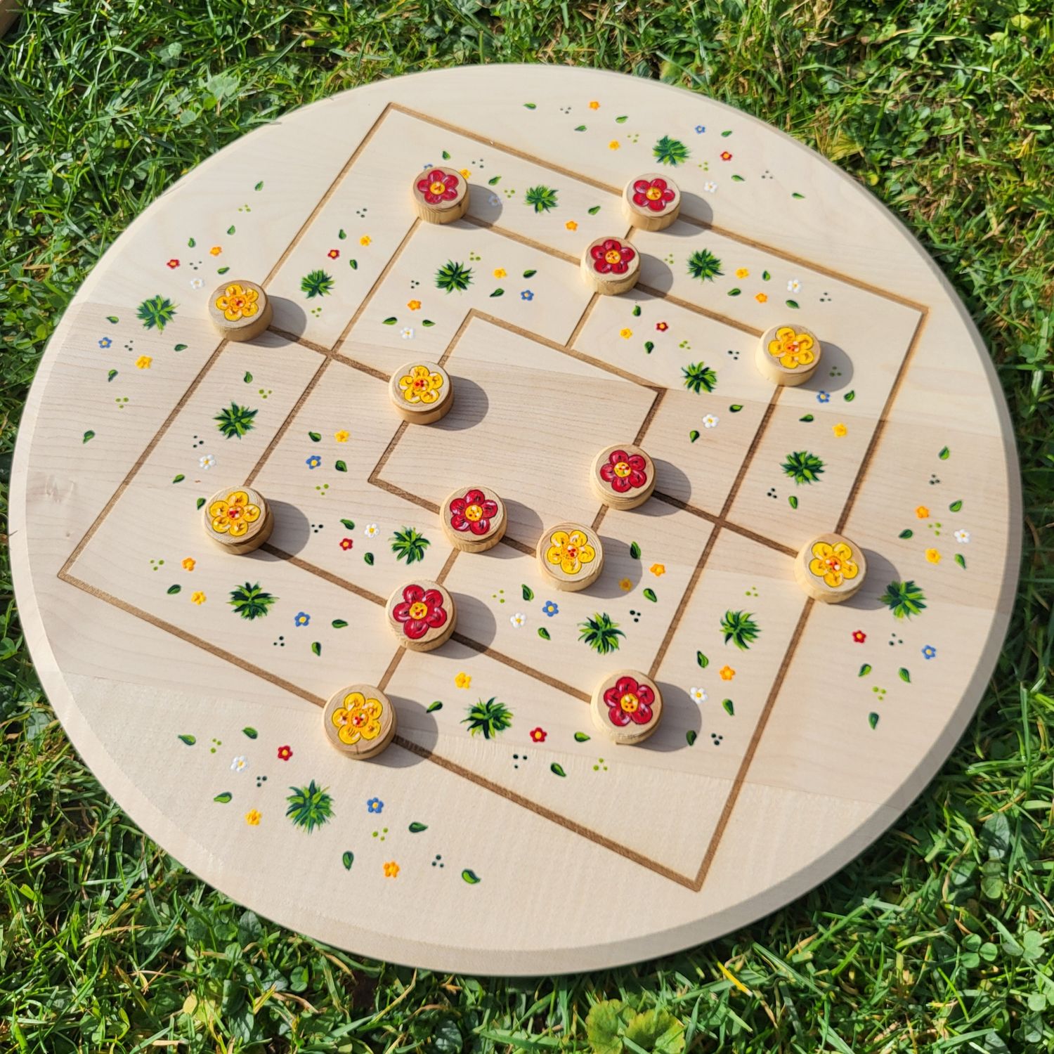Brettspiel * Mühle * AhornBrett rund * WunschMotiv