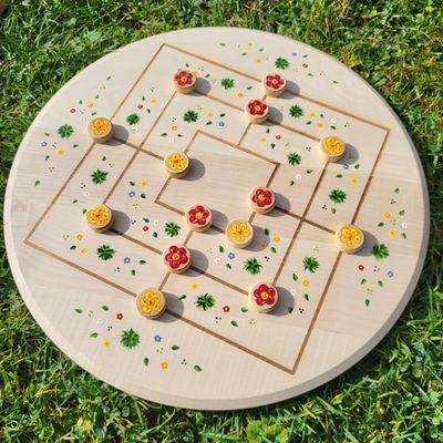 Brettspiel * Mühle * AhornBrett rund * WunschMotiv