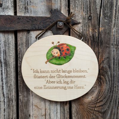 SpruchSchild * Käferl auf Blatt