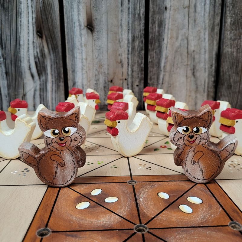 Maxi*Brettspiel * Fuchs & Henne * Buche * Nest braun * Figuren färbig